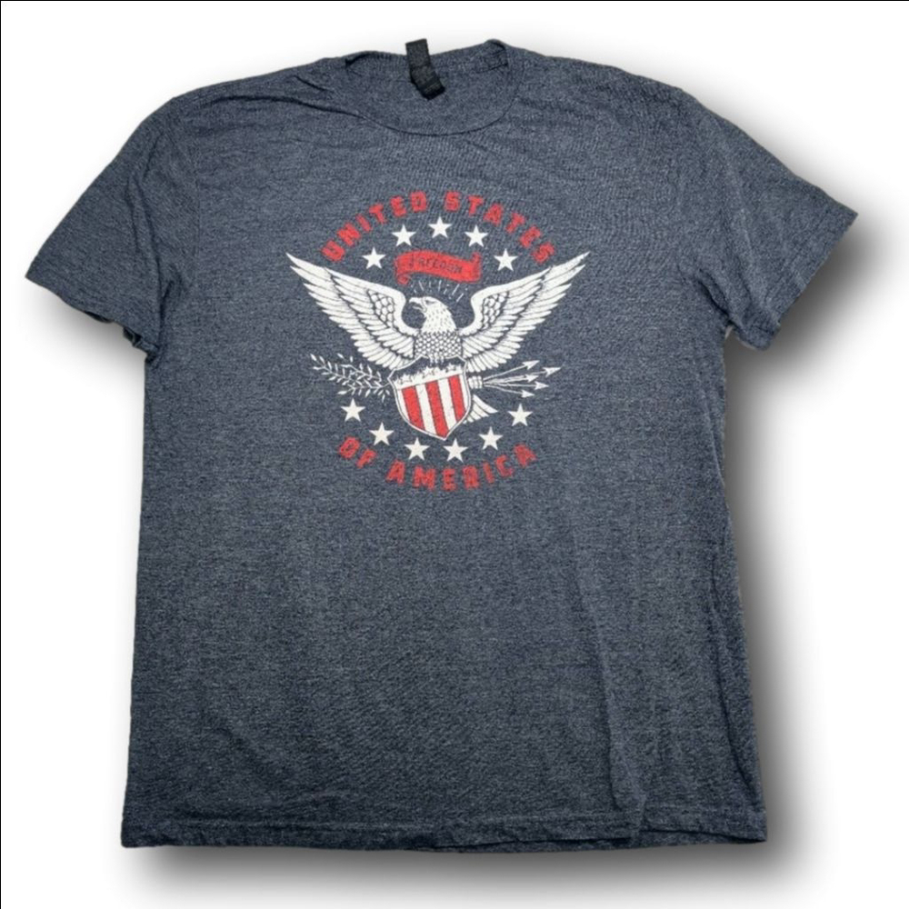 Men's Gildan Gray Short Sleeve Tee with Eagle Graphic Size L